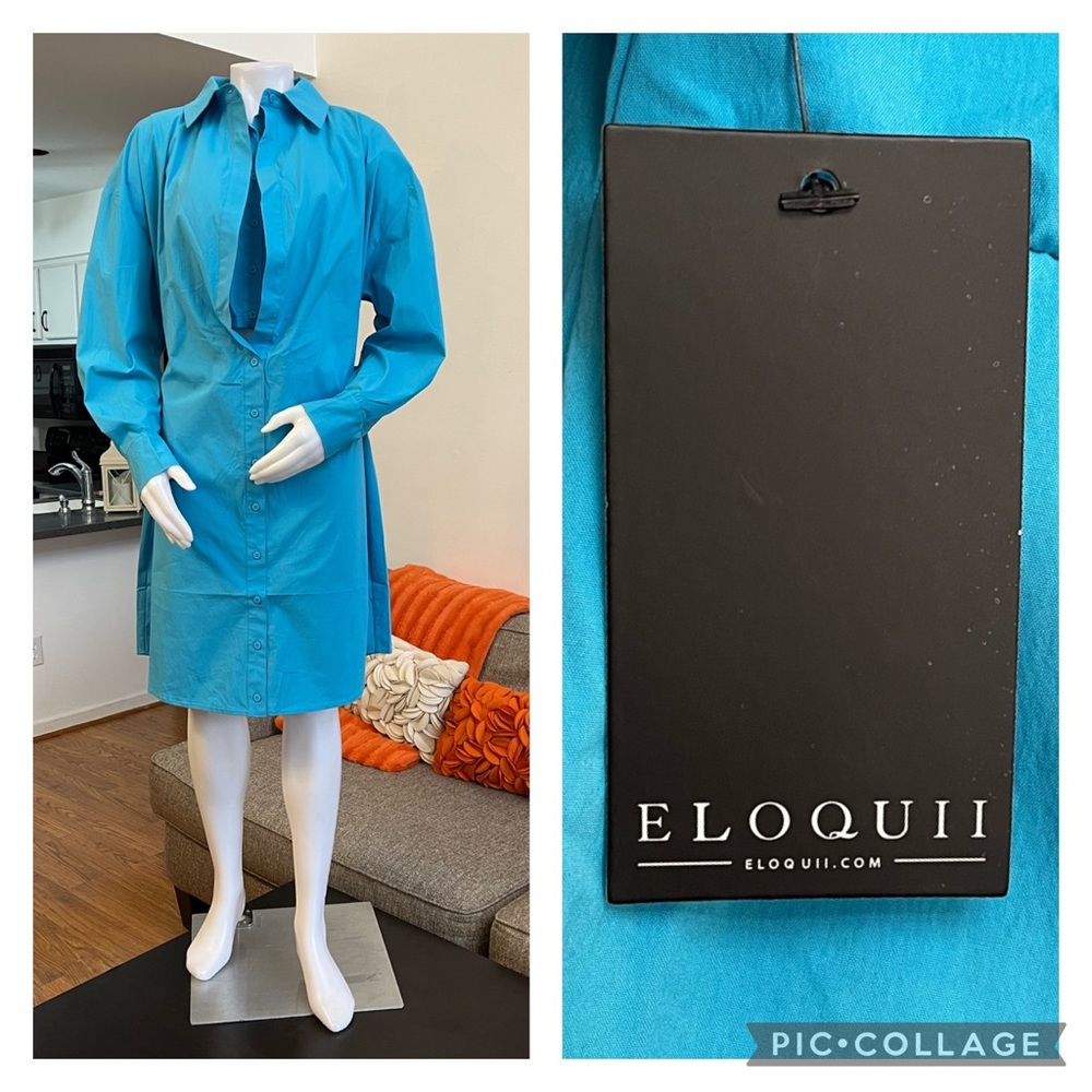 ❣️🆕Eloquii Poplin Twofer Horizon Blue Shirtdress❣️